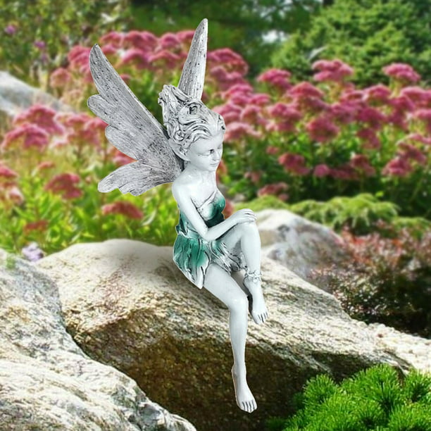 Tudor And Turek Sitting Fairy Statue Garden Ornament Resin Craft Landscaping